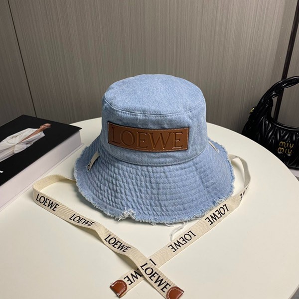 お出かけに最適♪ロエベ フレイド フィッシャーマン ハット 偽物 (デニム＆カーフ) loa20552
