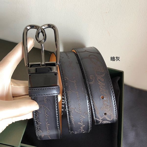 【ベルルッティ ベルト 偽物】刻印入り リバーシブル ベルト ベネチアレザー製 bef77754