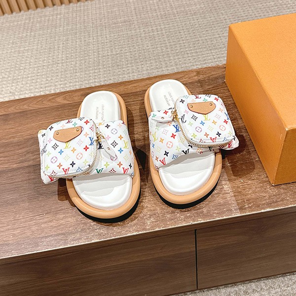 村上隆コラボ【ルイヴィトン コピー】LV × TM プールピロー ミュール 1AGVRH