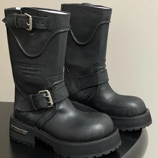 バレンシアガ VENOM ロゴ ブーツ バックルベルト BB レザー baz66814